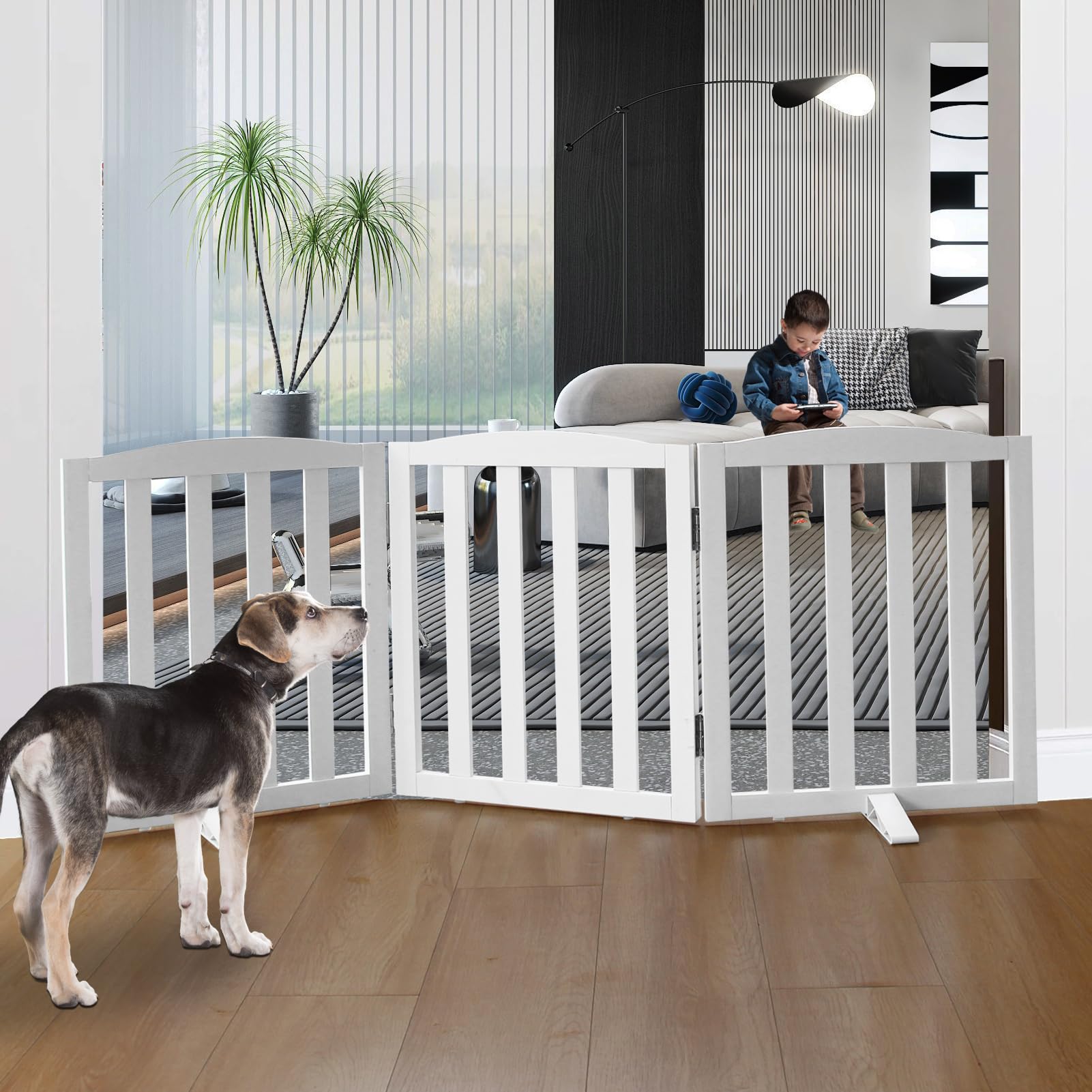 SFJC dog gate three-panel assembled, ideal indoor barrier for pets