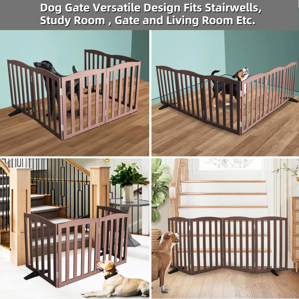 SFJC dog gate foldable stand-alone enables easy repositioning without installation