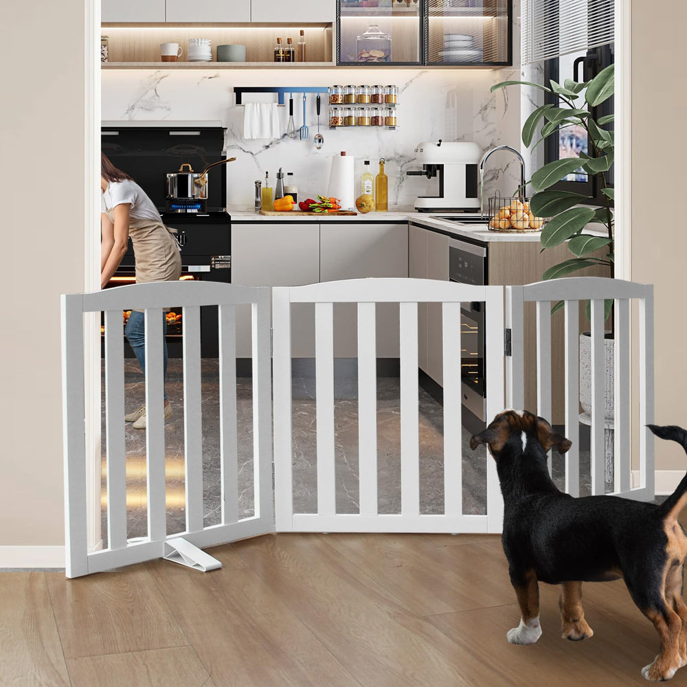 SFJC dog gate folded compact, easy storage and quick setup