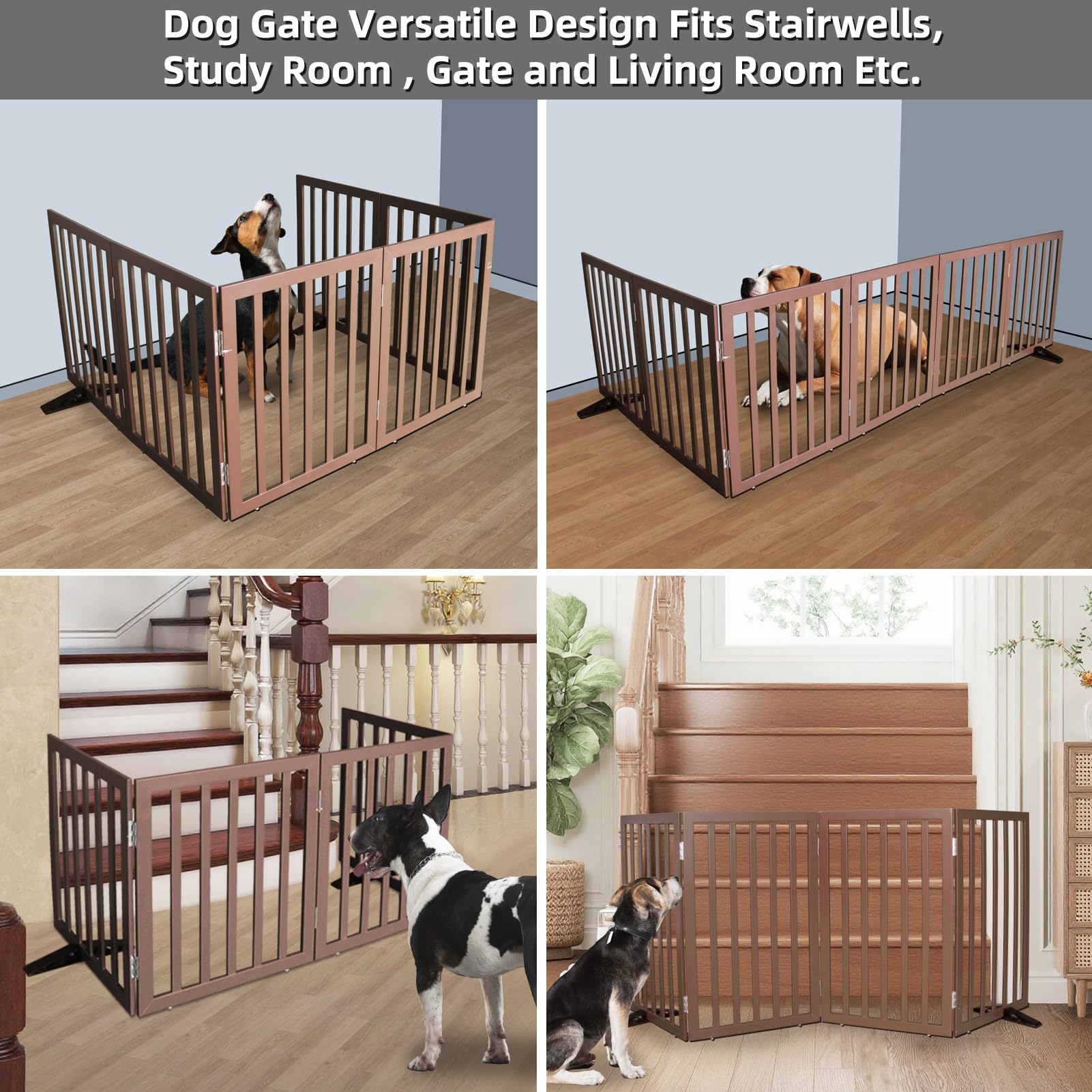 SFJC freestanding dog gate easily placed across hallways and doorways
