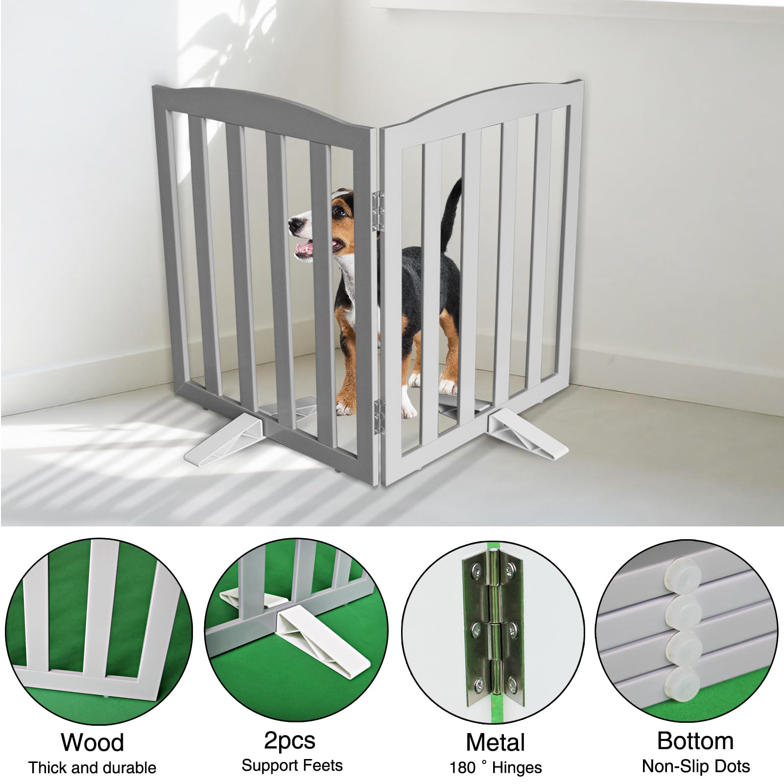 SFJC freestanding gate placed in a doorway without drilling.