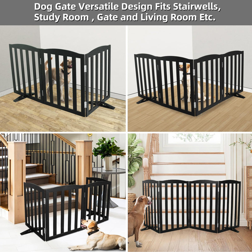 SFJC freestanding dog gate in indoor fence mode helps block access.