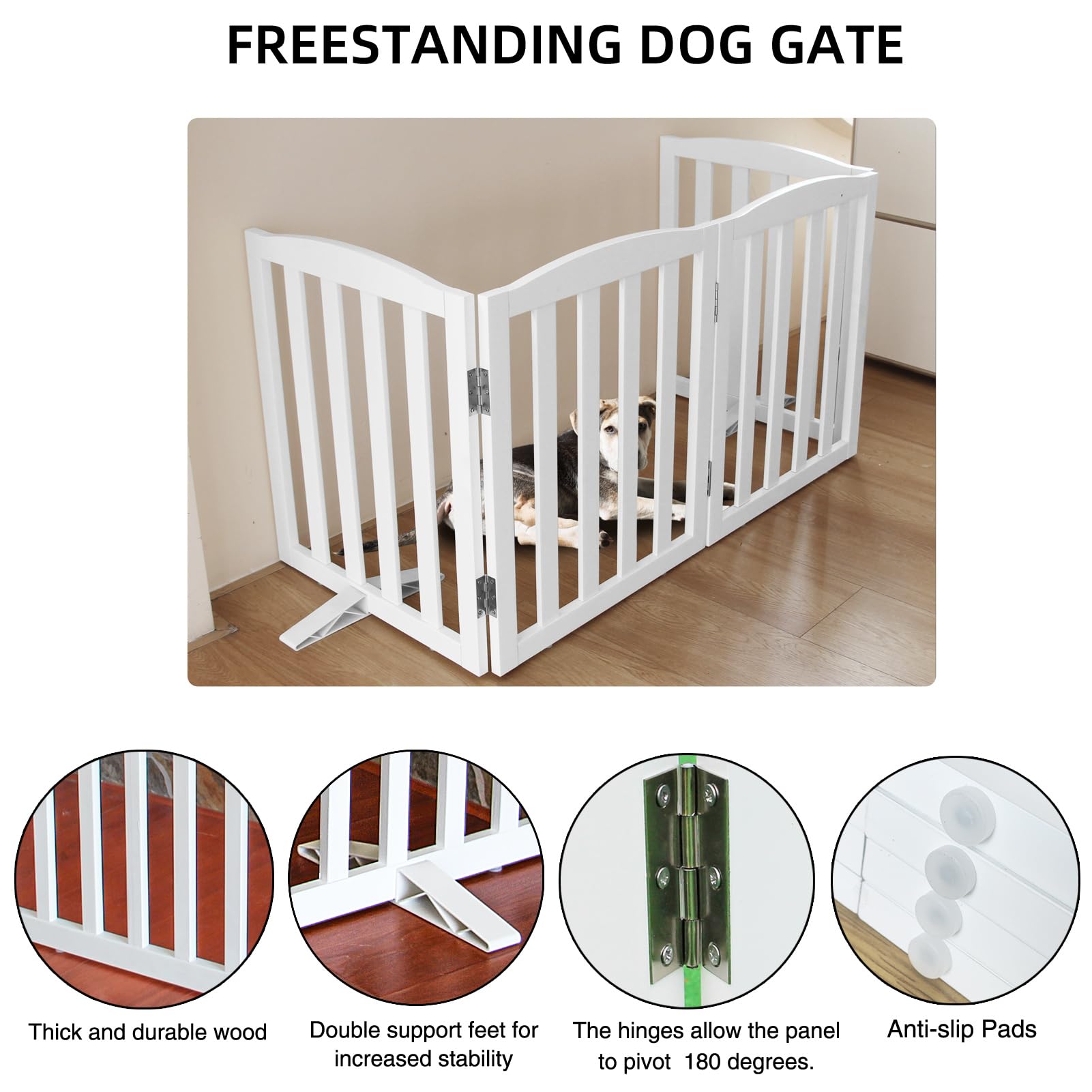 SFJC gate has non-slip feet protecting floors while keeping pets contained