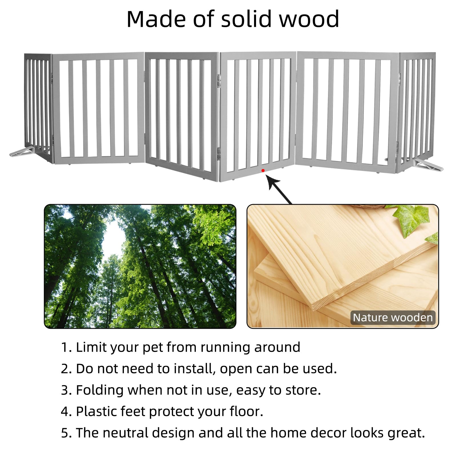 SFJC dog gate features non-slip feet to protect floors during setup.