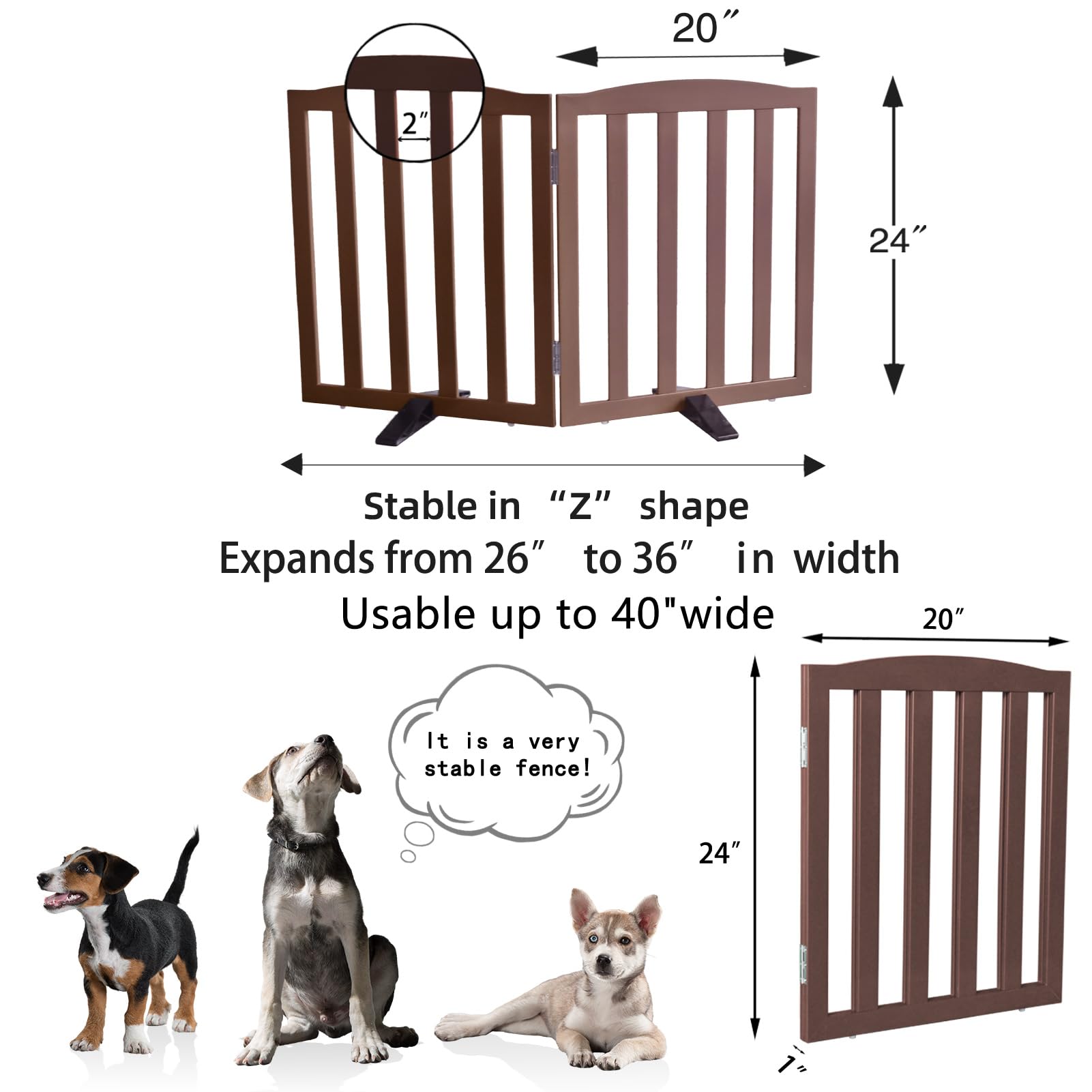 SFJC dog gate open size 40 inches wide for wider spaces