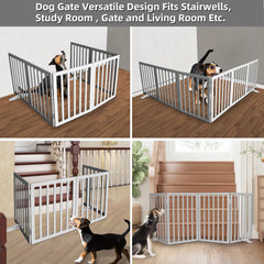 SFJC dog gate opened to 120 inches offers wide containment.