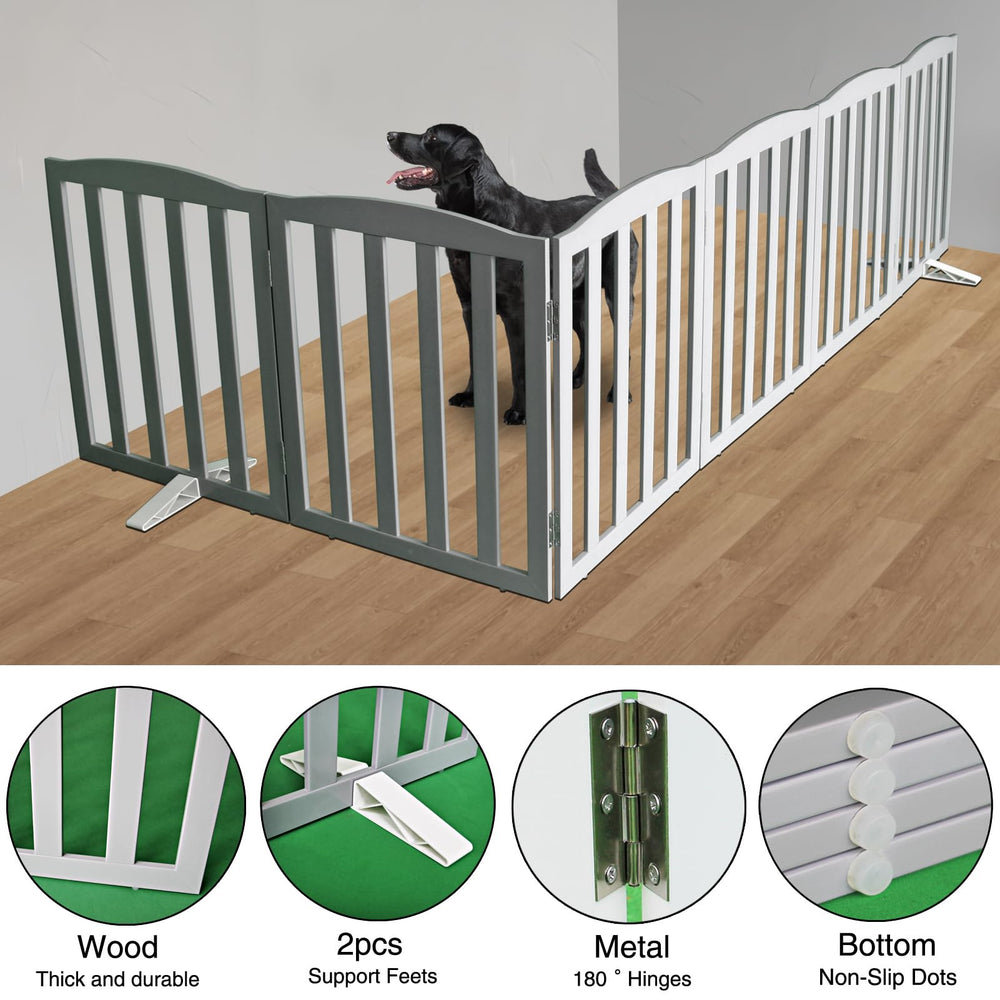 Six-panel SFJC gate with stainless steel hinges for flexible layouts