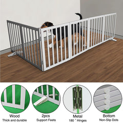 SFJC six-panel wooden gate with stainless hinges for durable indoor barriers.