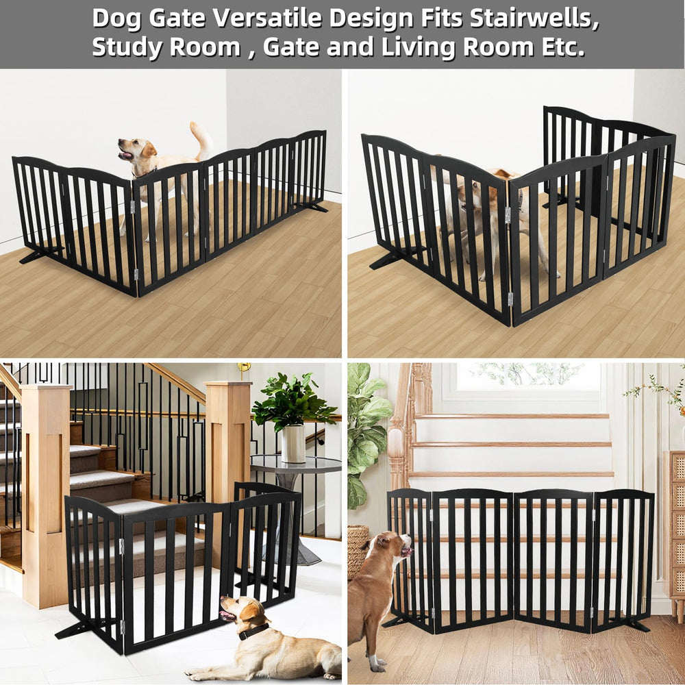 SFJC freestanding wooden gate expanded to 120 inches for flexible room partition.