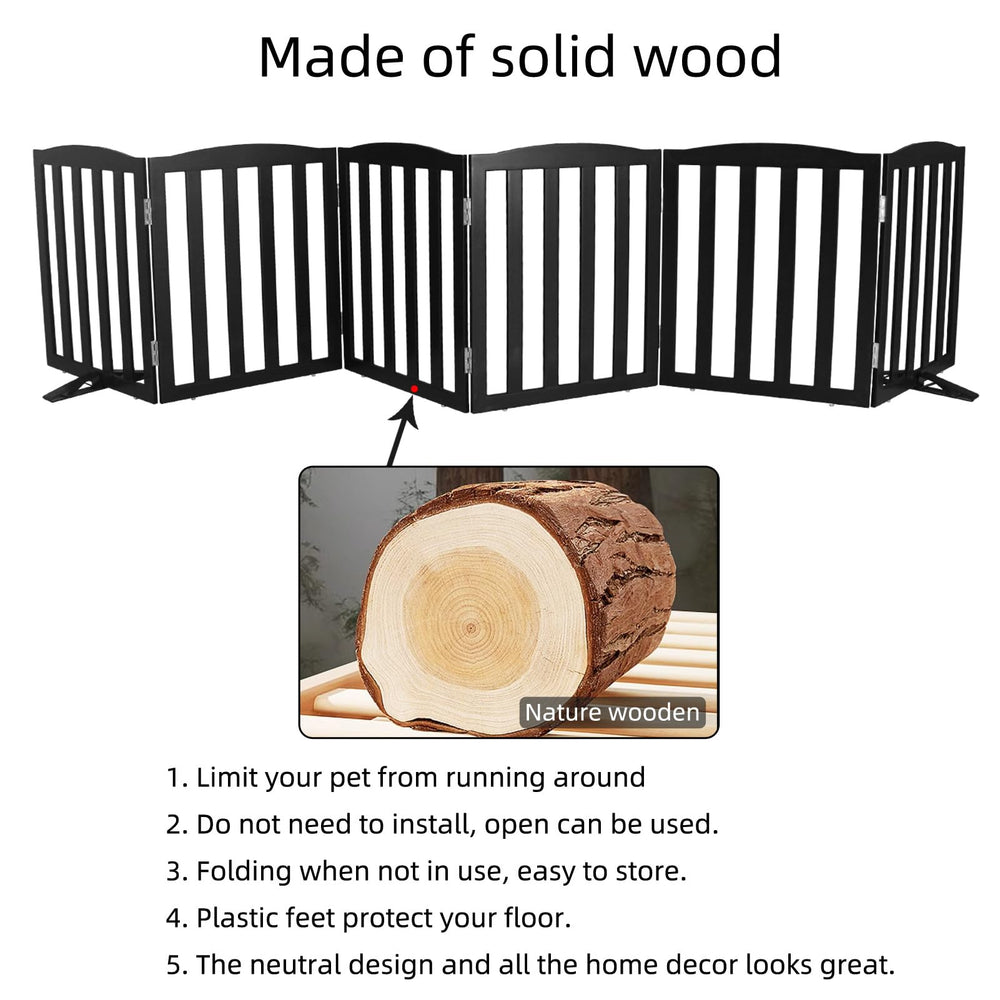 SFJC dog gate wooden black in doorway setup offers flexible home zoning.