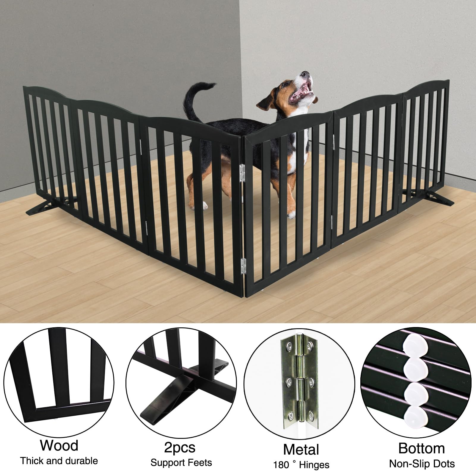 SFJC dog gate wooden black in stairs use helps block access safely.