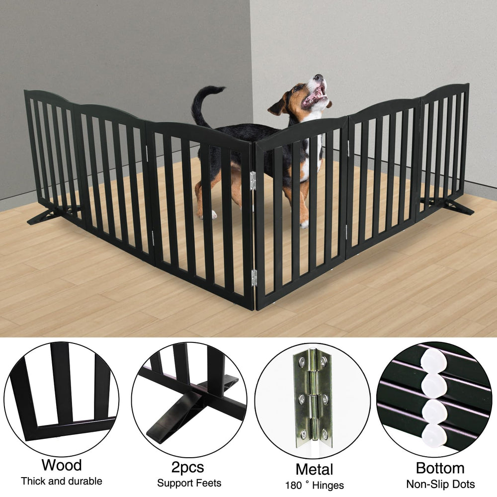 SFJC wooden gate opened with six panels for versatile indoor layout.