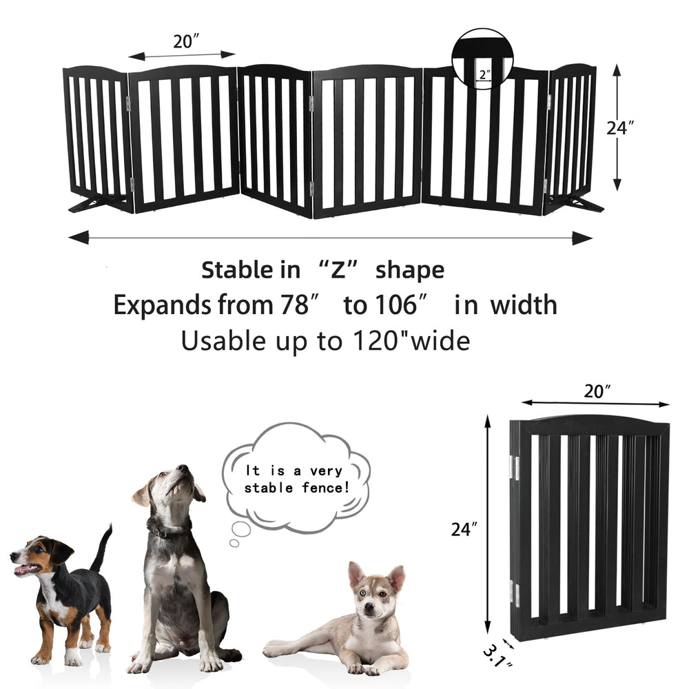 SFJC dog gate wooden black with feet protects floors while securing pets.