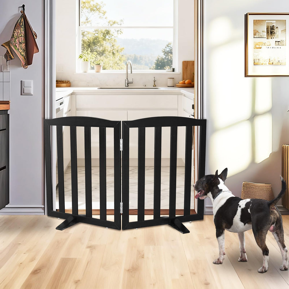 SFJC dog gate in Z-shape fold for flexible freestanding layout