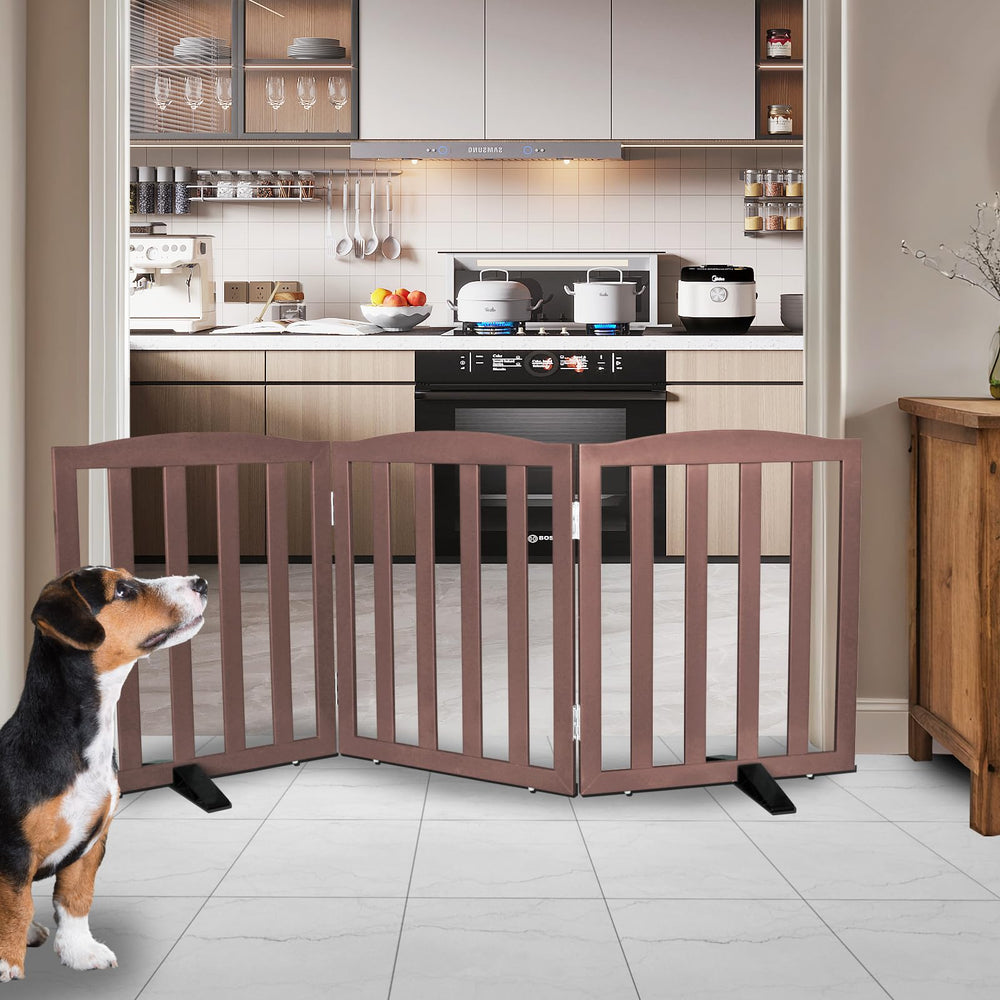 SFJC foldable dog gate positioned in a doorway for easy access control