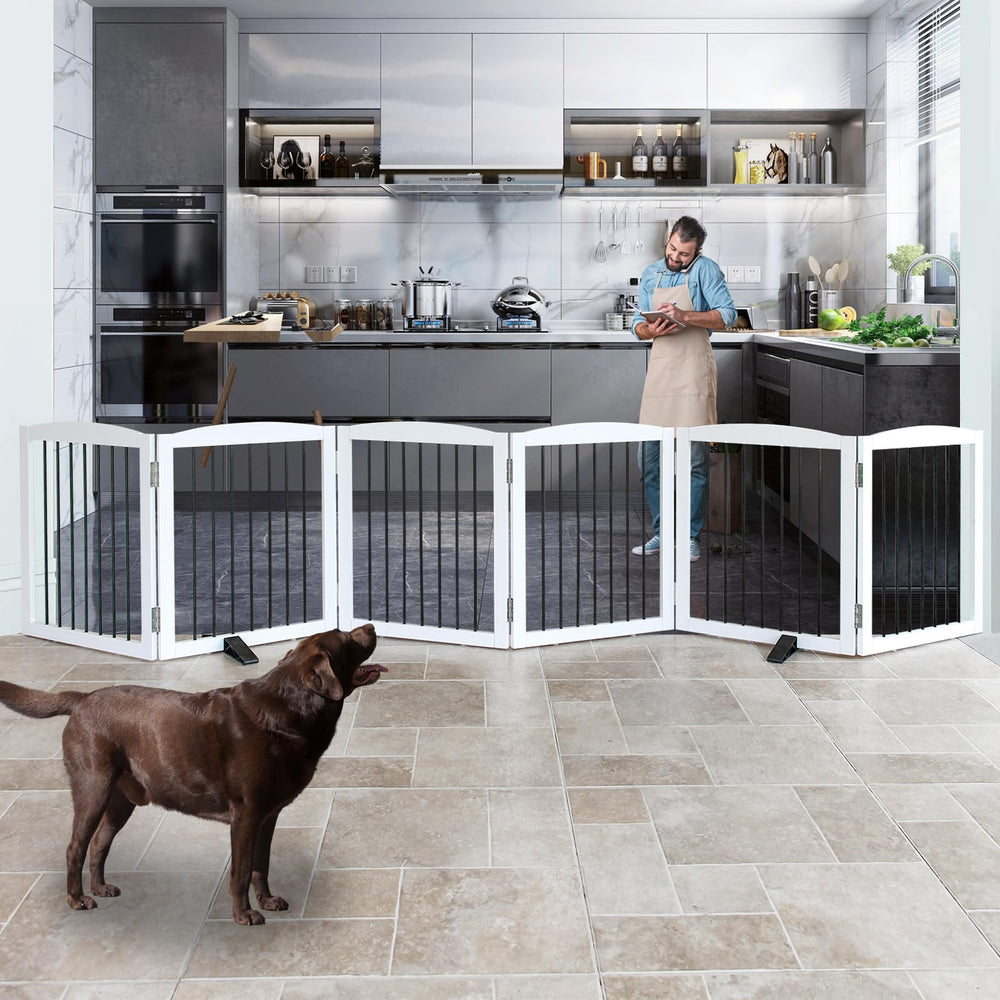 SFJC foldable dog gate in wide Z-shape for flexible room division.