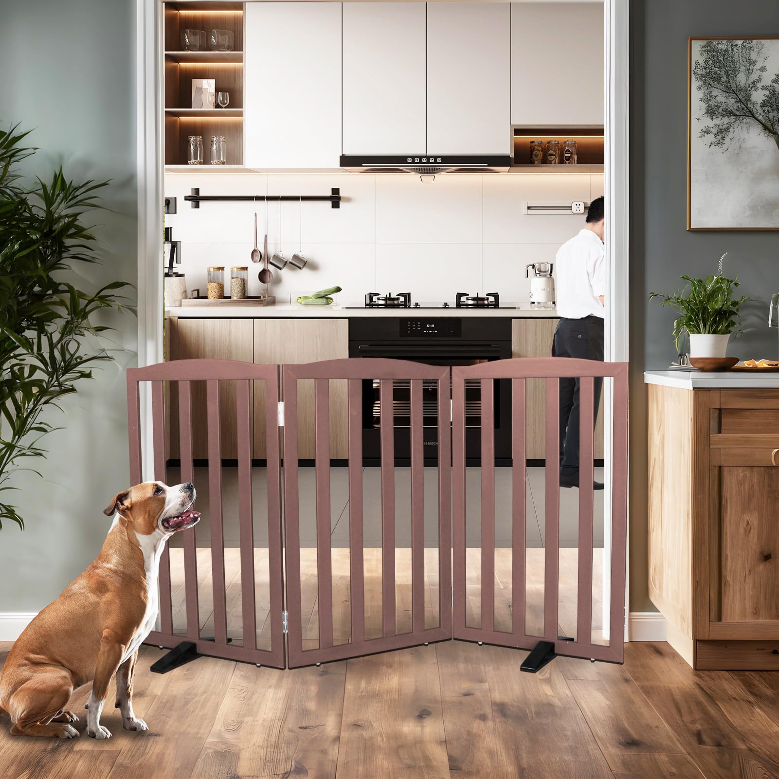 SFJC foldable gate folded into a compact Z-shape for versatile indoor setup