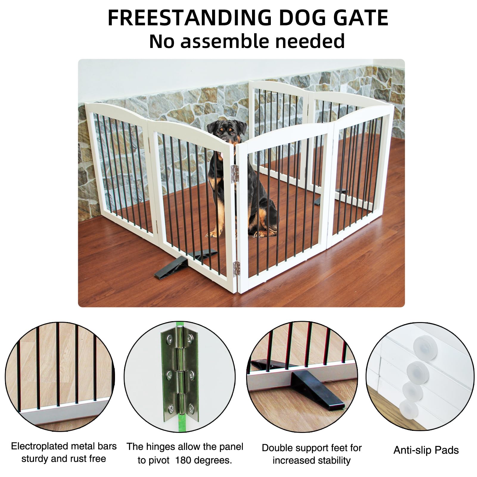 SFJC dog gate with non-slip feet protects floors while staying stable.