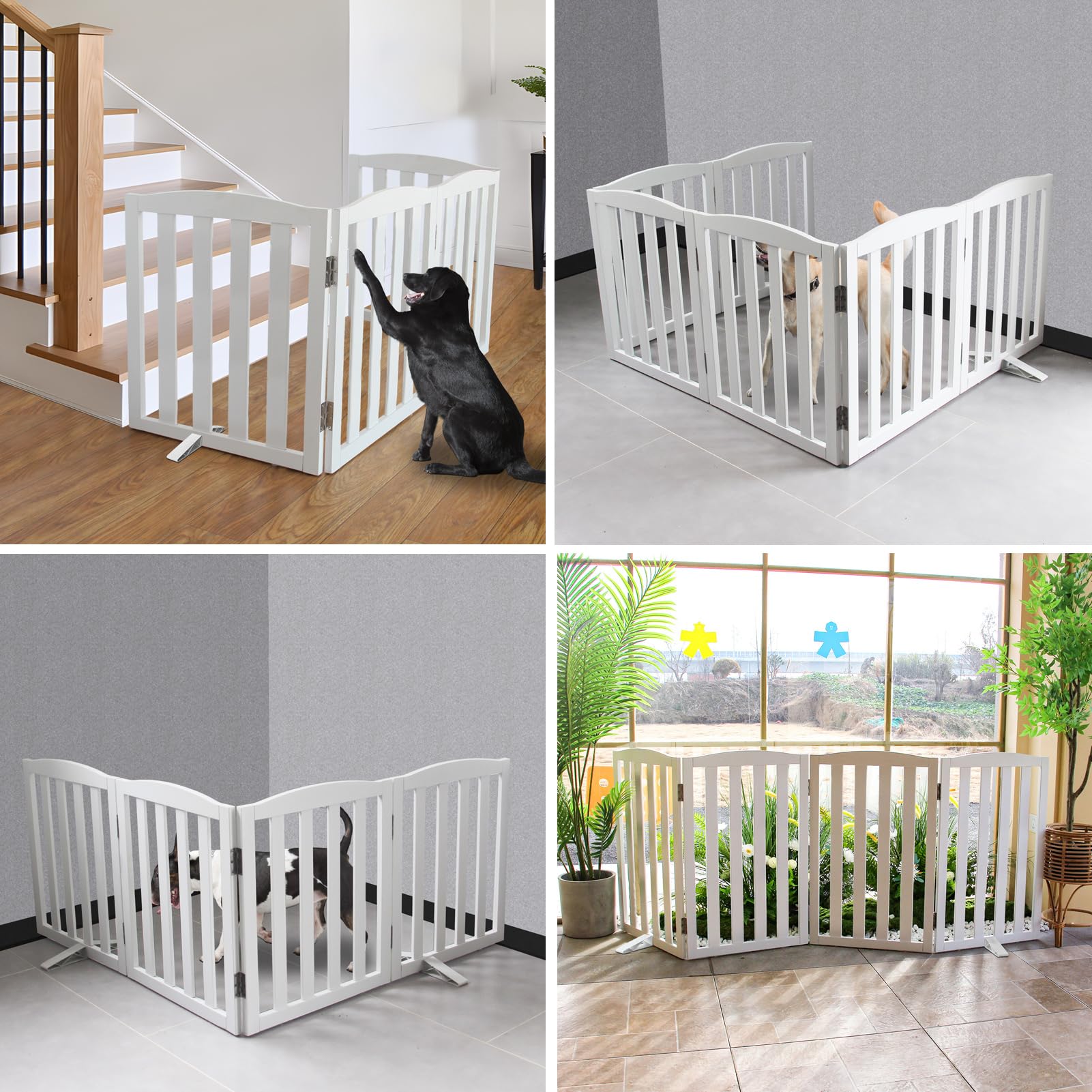SFJC indoor pet gate for doorways, stairs, and hallways with support feet.