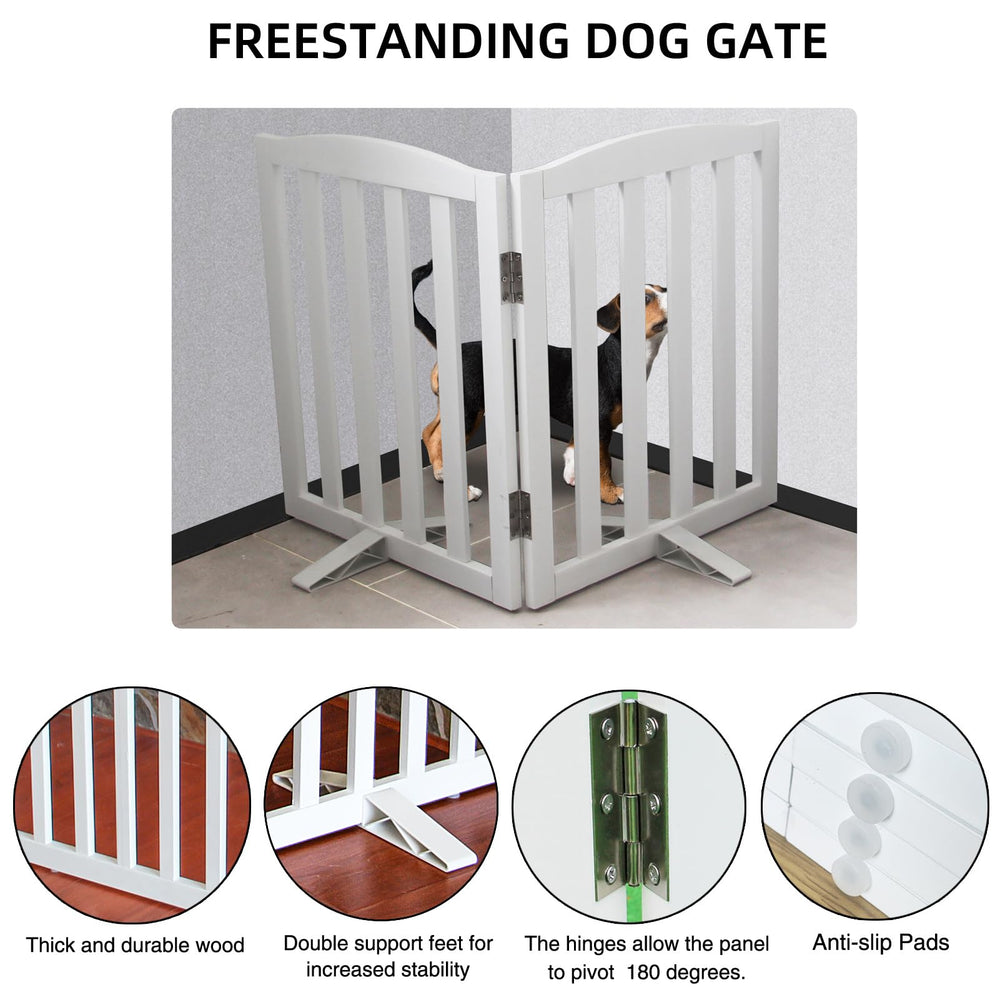 SFJC pet gate includes support feet for extra stability and floor protection.