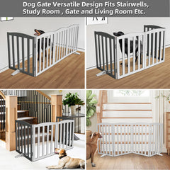 SFJC wooden grey pet gate with three panels enhances home safety