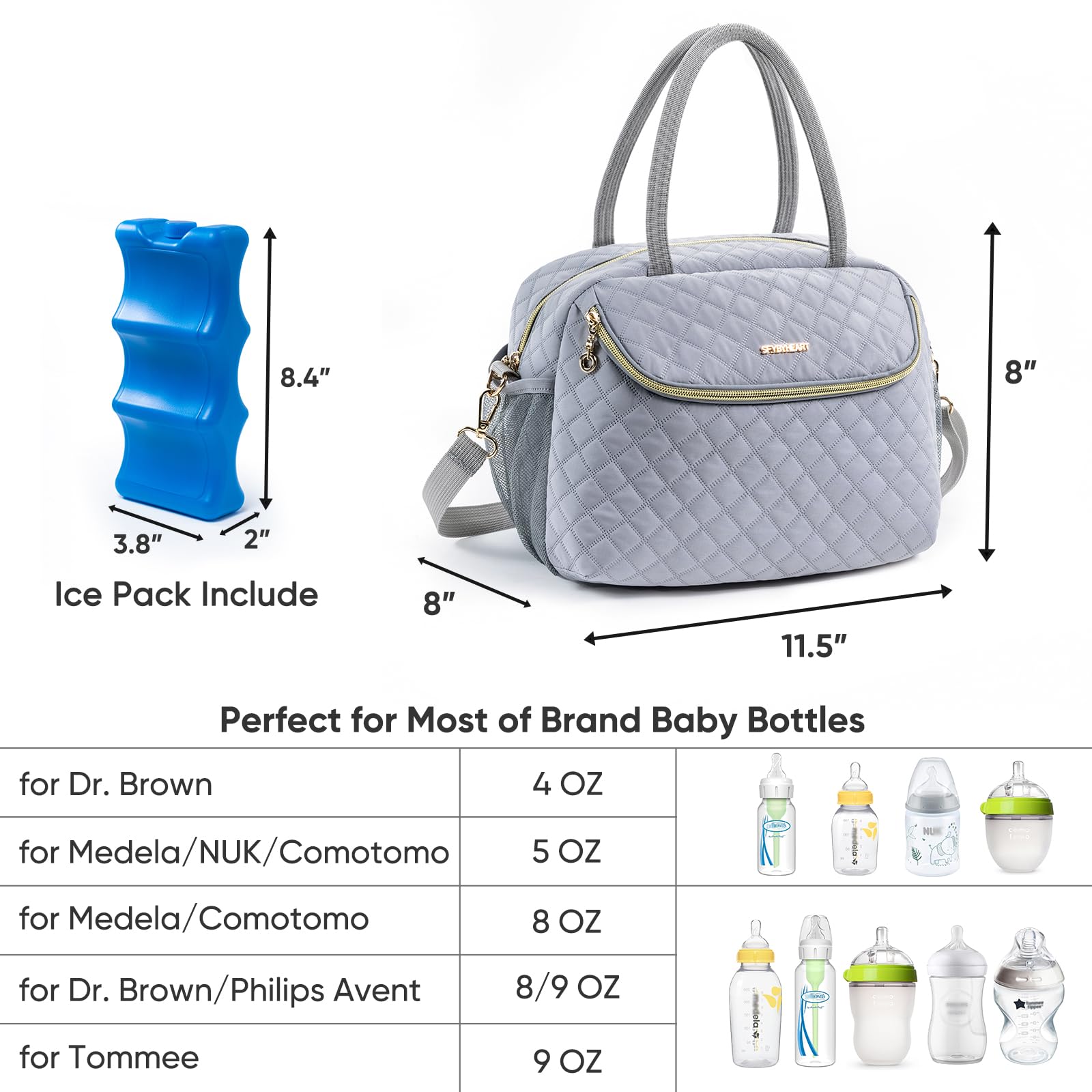 SFYBYHEART bag with ice pack keeps milk cold for hours
