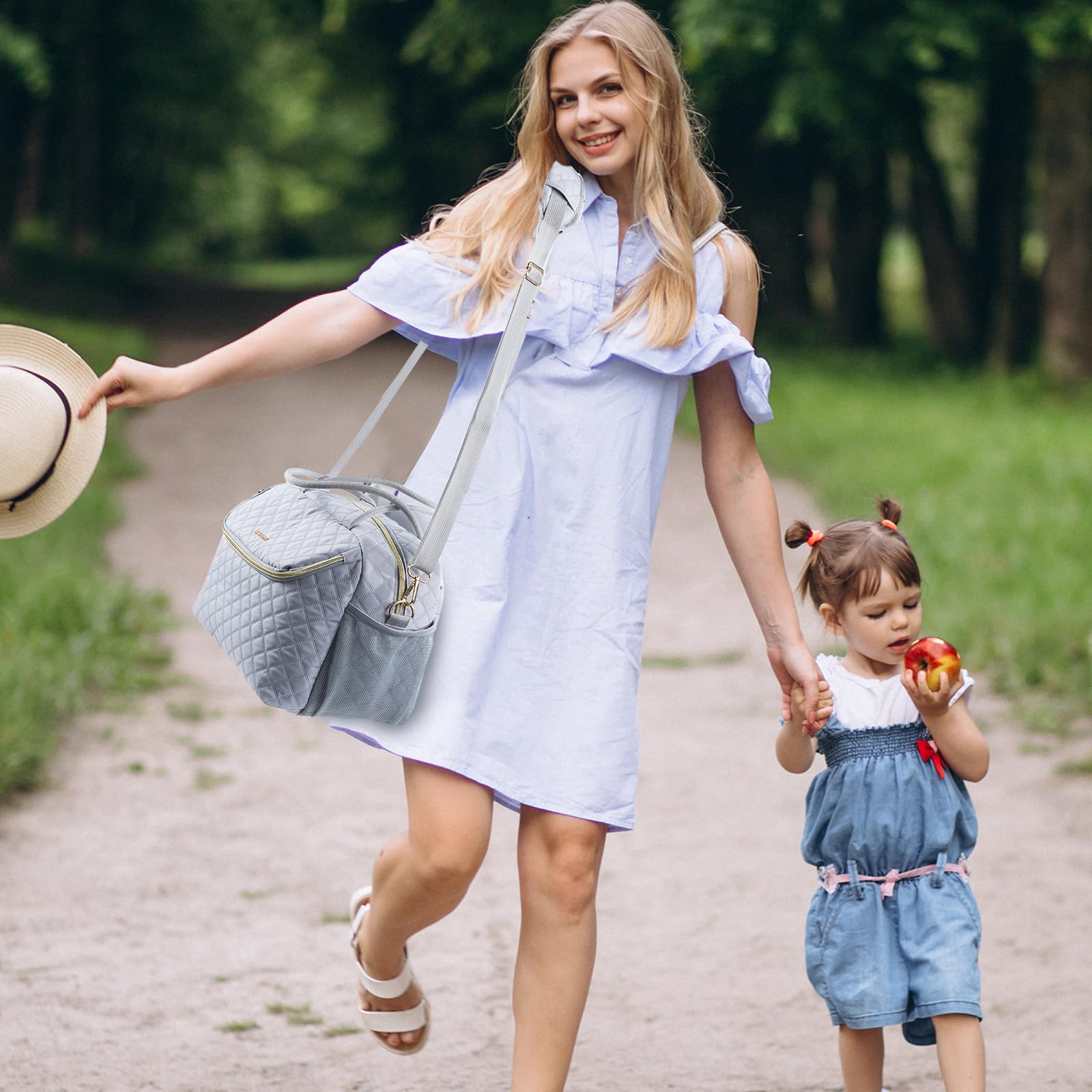 SFYBYHEART bag on-the-go in airports, parks, and offices