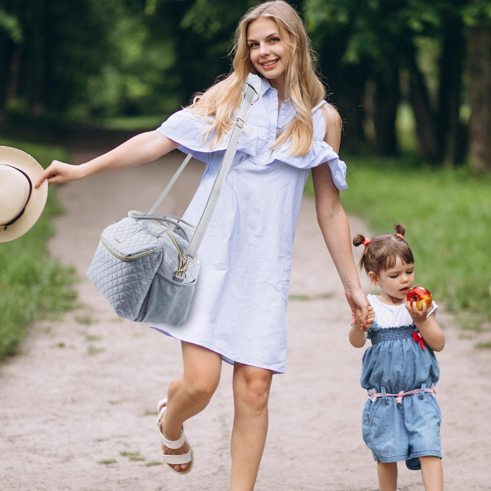 SFYBYHEART bag on-the-go in airports, parks, and offices