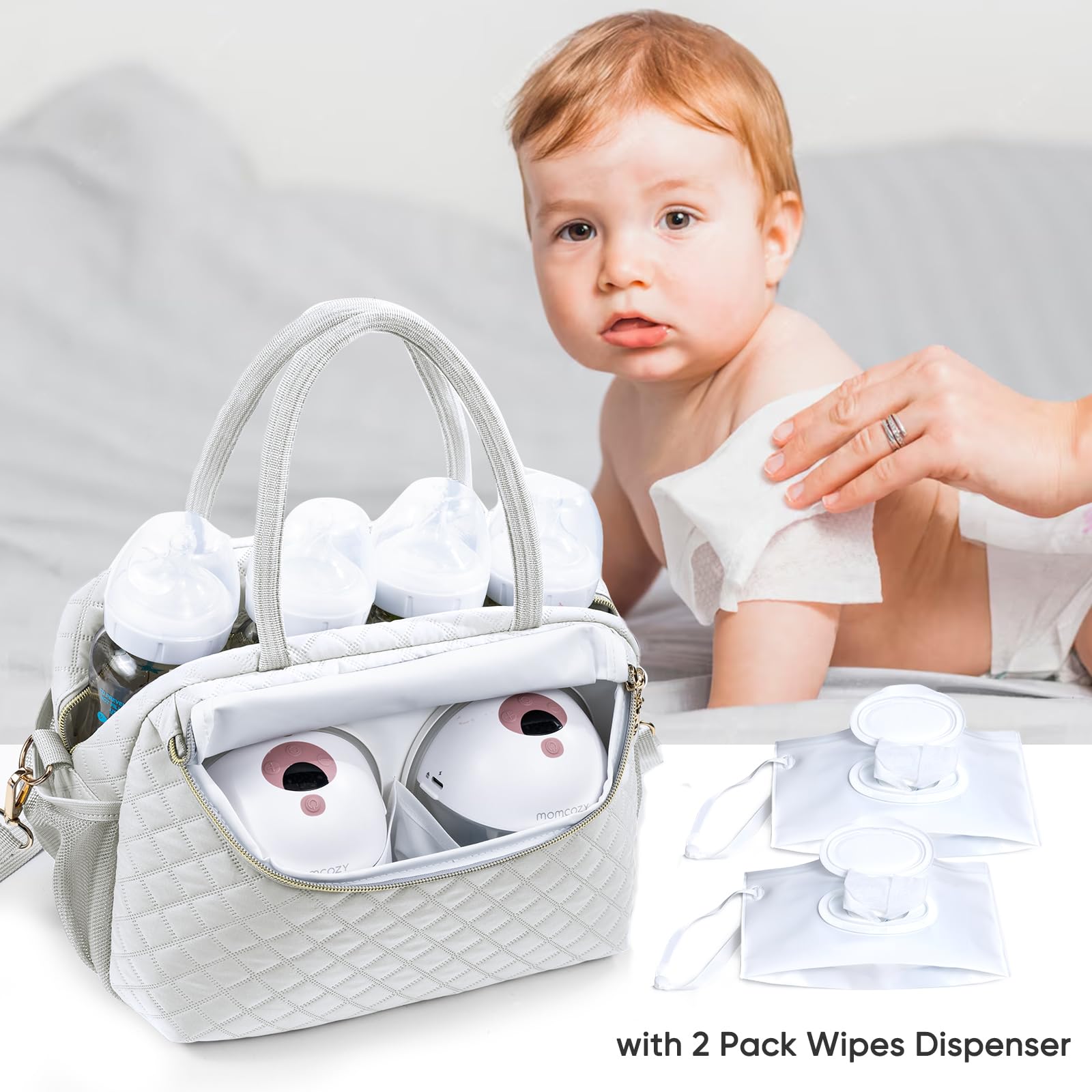 Compact 11.5 by 5.5 by 8 inch size fits travel needs in SFYBYHEART bag