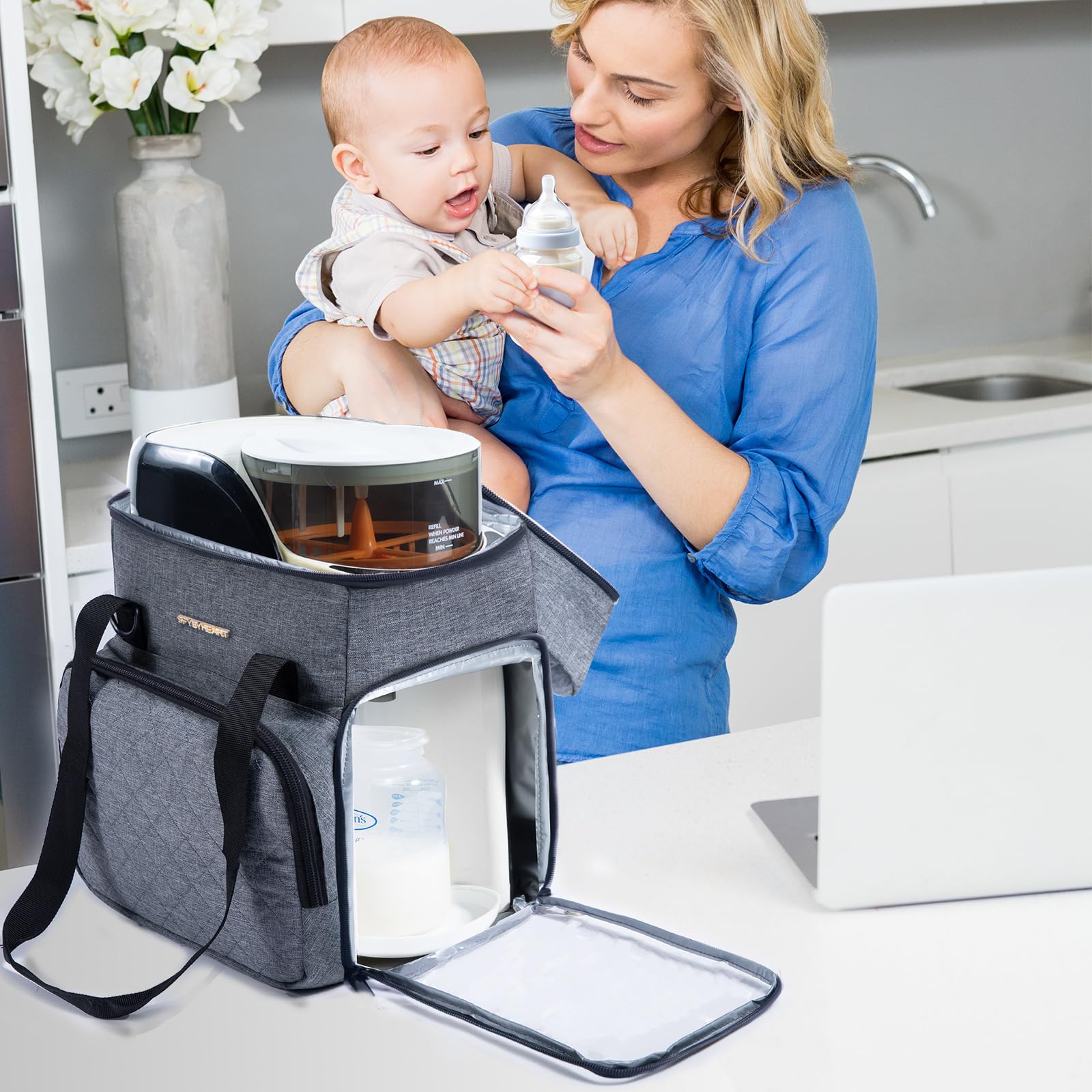 SFYBYHEART carrying case padded bottom protects the machine from bumps during travel.