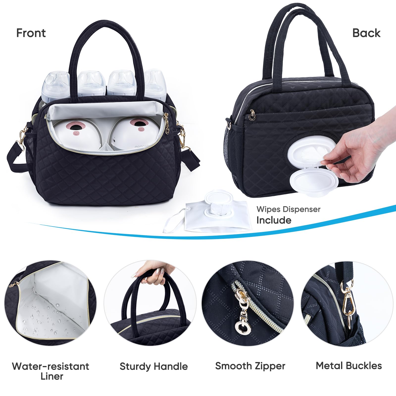 SFYBYHEART ice pack inside leakproof lining helps maintain cool temps.