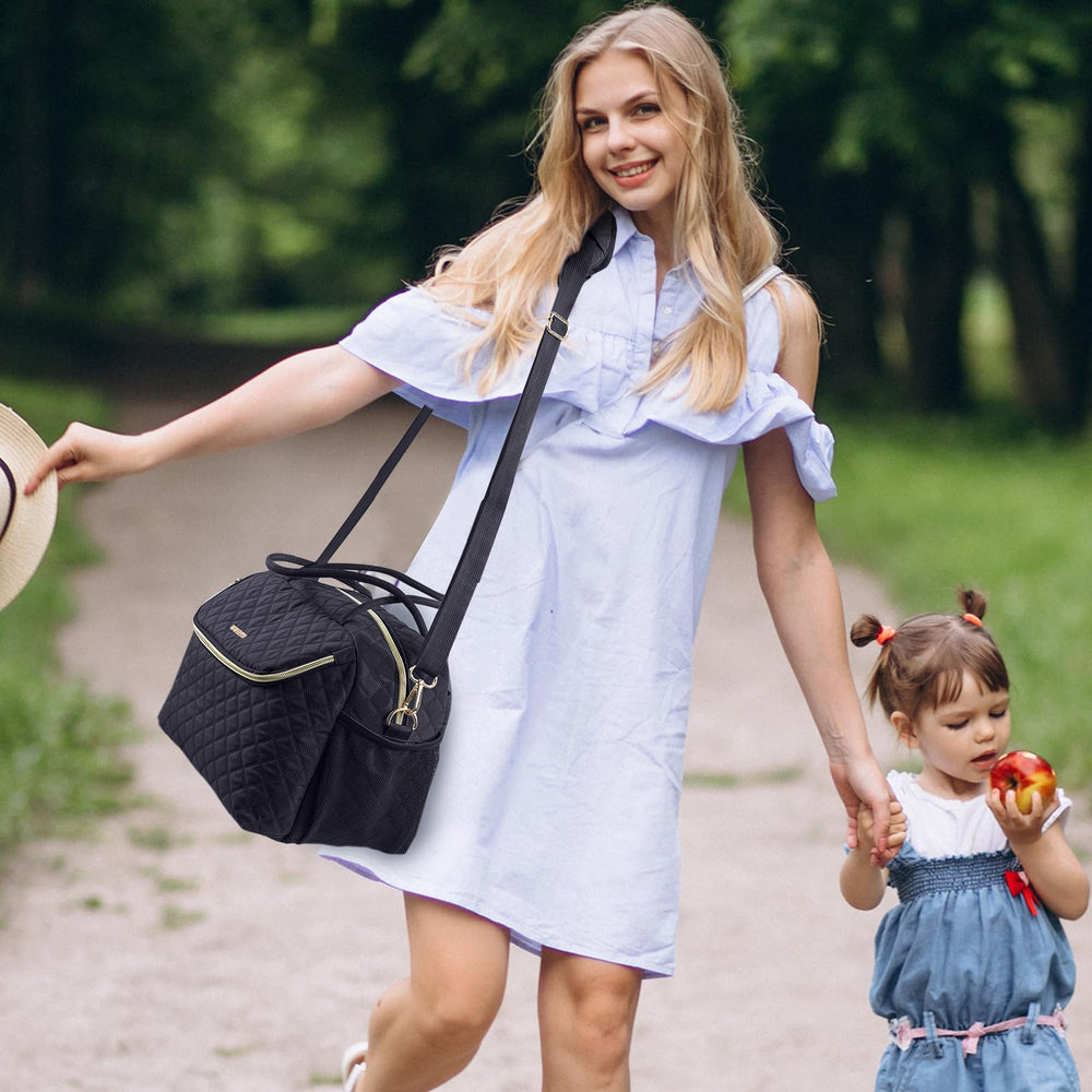 SFYBYHEART portable nursing bag in-use for airport or park visits.