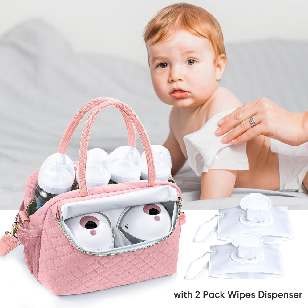 SFYBYHEART top-handled design makes carrying easy.