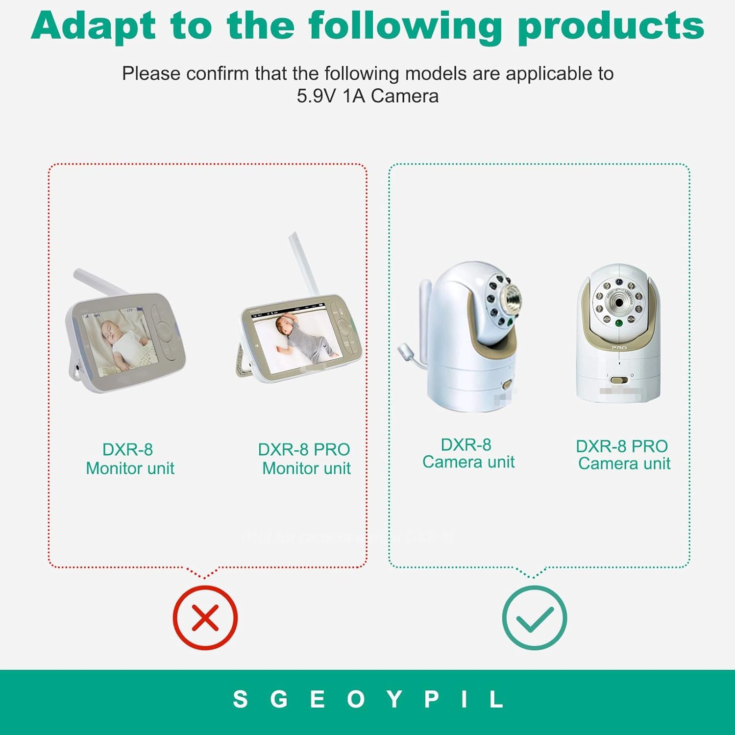 SGEOYPIL DXR-8 charger cable 9.8 ft for flexible placement.