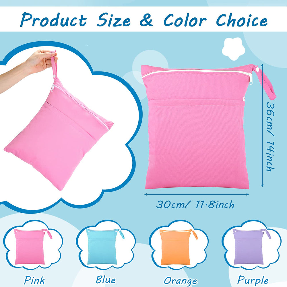 Shappy purple wet dry bag with two pockets for organized diaper changes