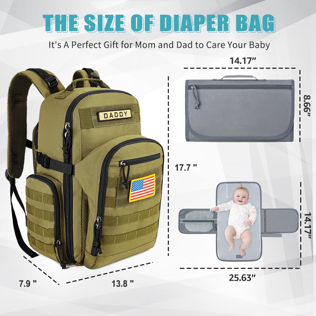 SHARKMOUTH diaper bag stroller straps enable quick transitions
