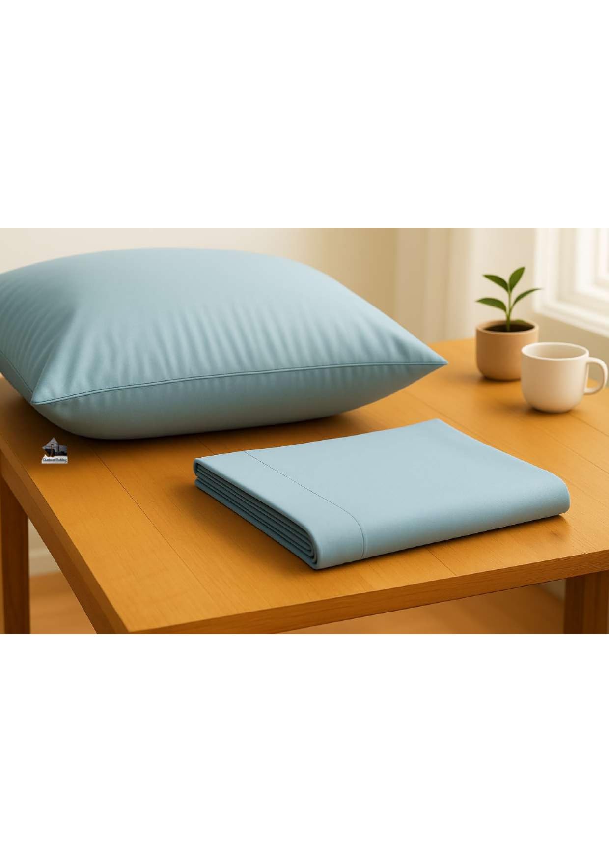 Shashwat Bedding pack of 2 blue pillowcases ready for use.