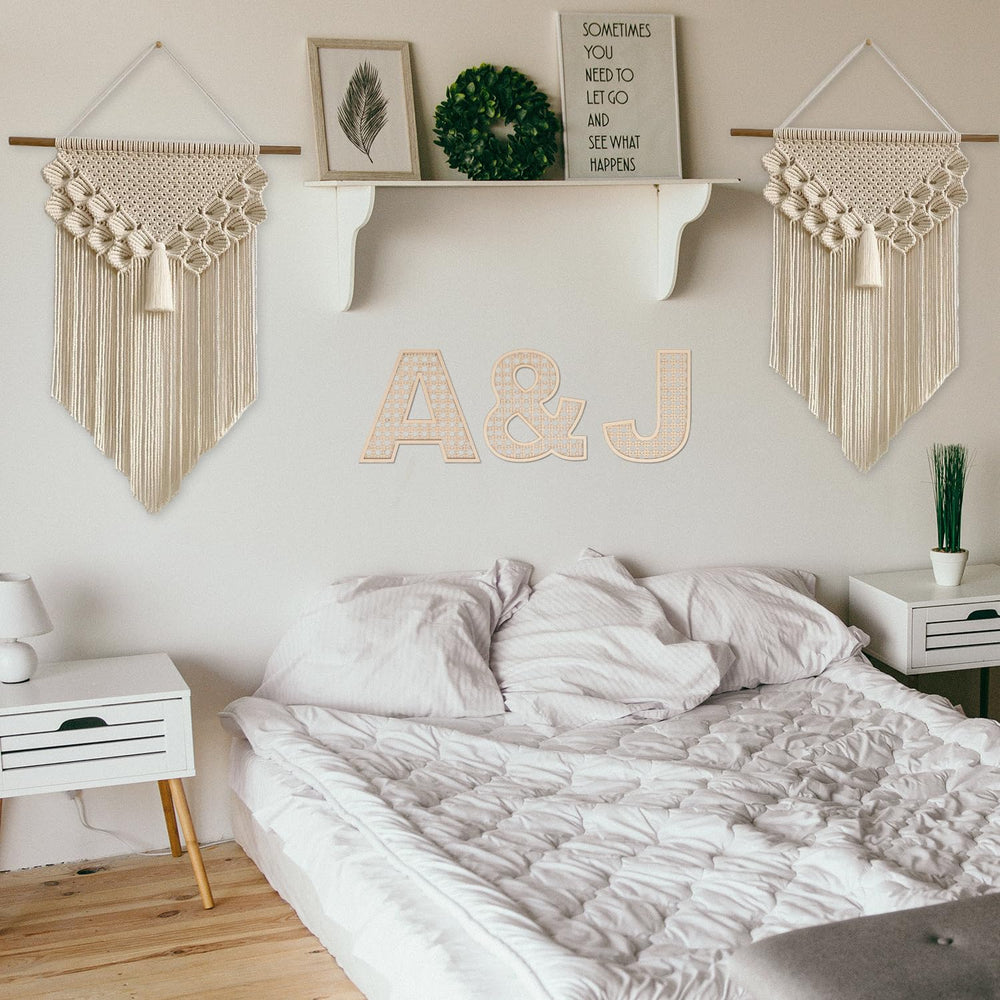 She Love rustic E letter art piece elevates home galleries.