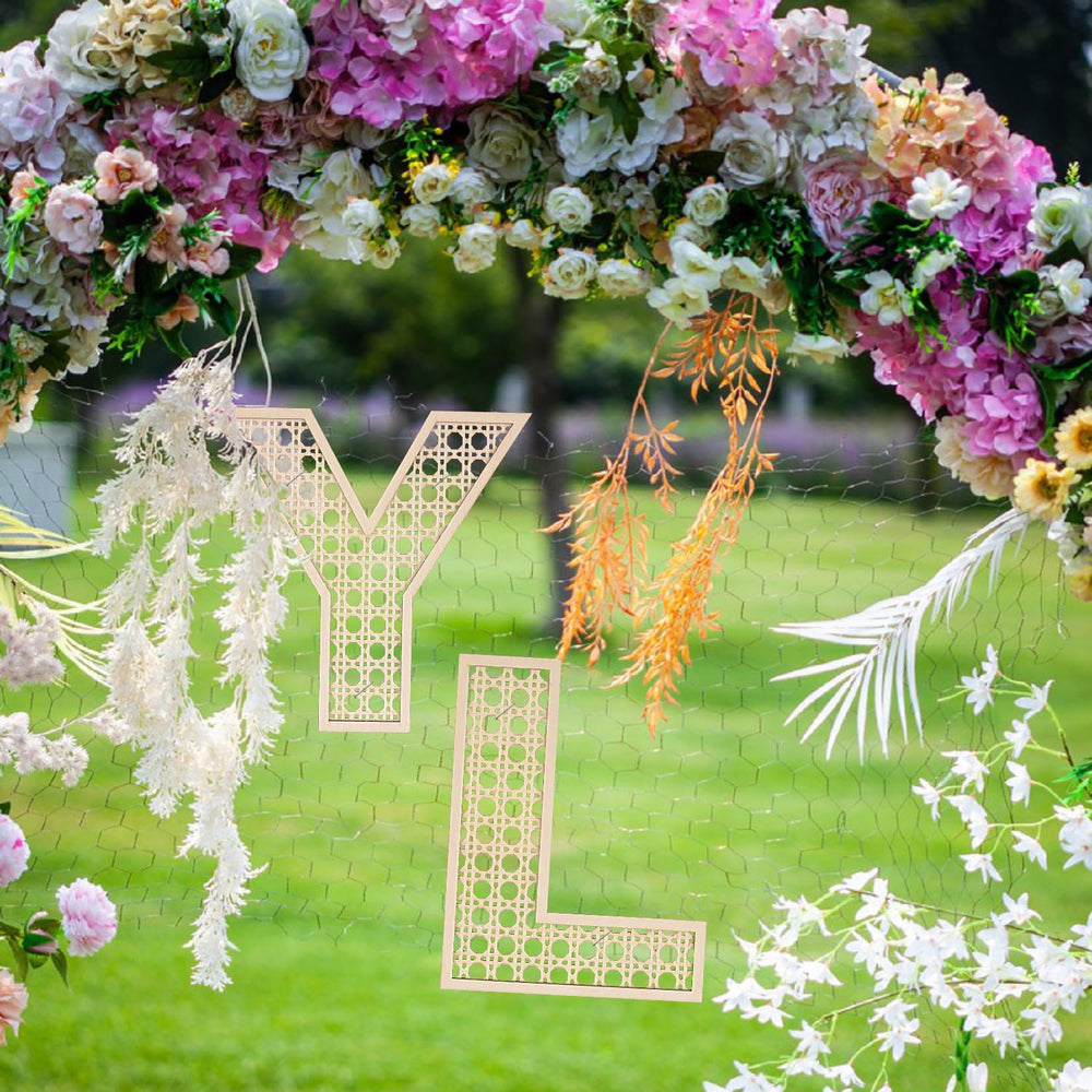 She Love 8-inch rattan letter E for personalized name displays.