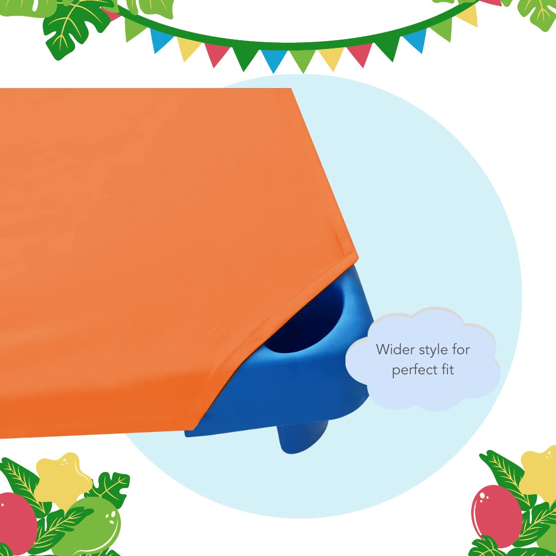 Sheets Stargazer cot sheet uses corner elastic loops for secure fit.