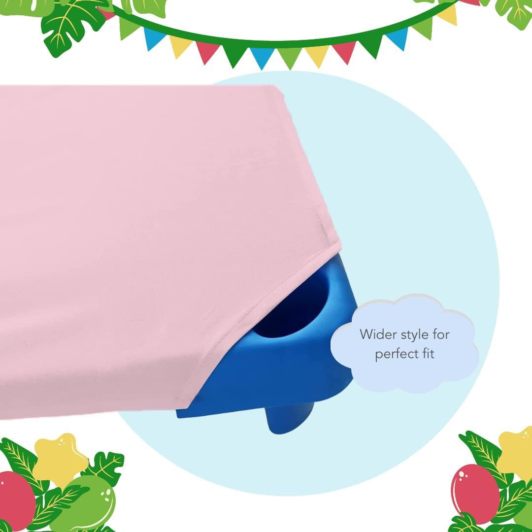 Durable hem stitched edges ensure long-lasting performance on preschool cot beds