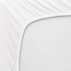 SheetWorld organic cotton jersey sheet provides breathable comfort for naps and sleep.