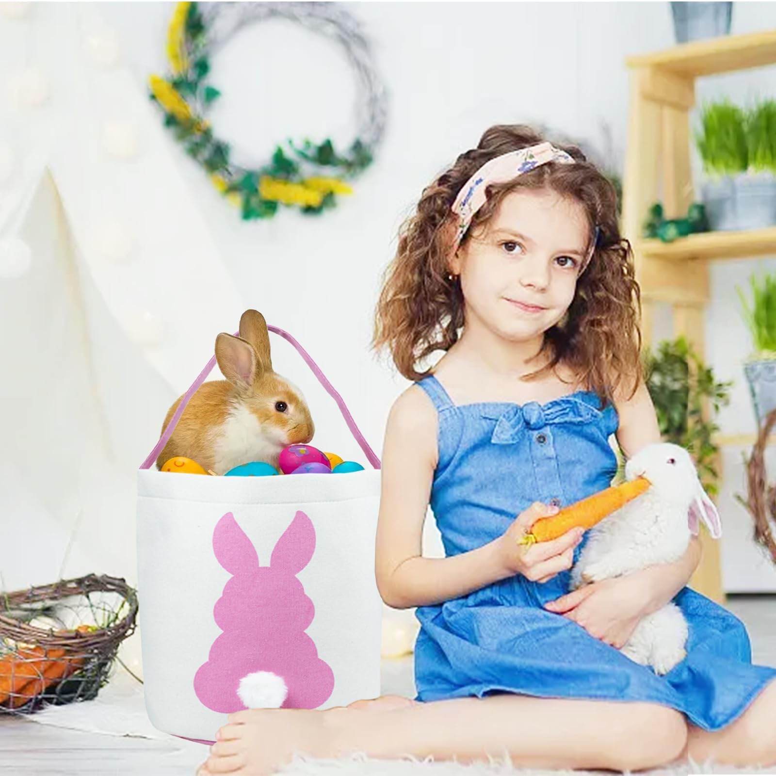 SHEHARUHI Easter Basket dual-layer material highlights soft yet durable cotton fabric