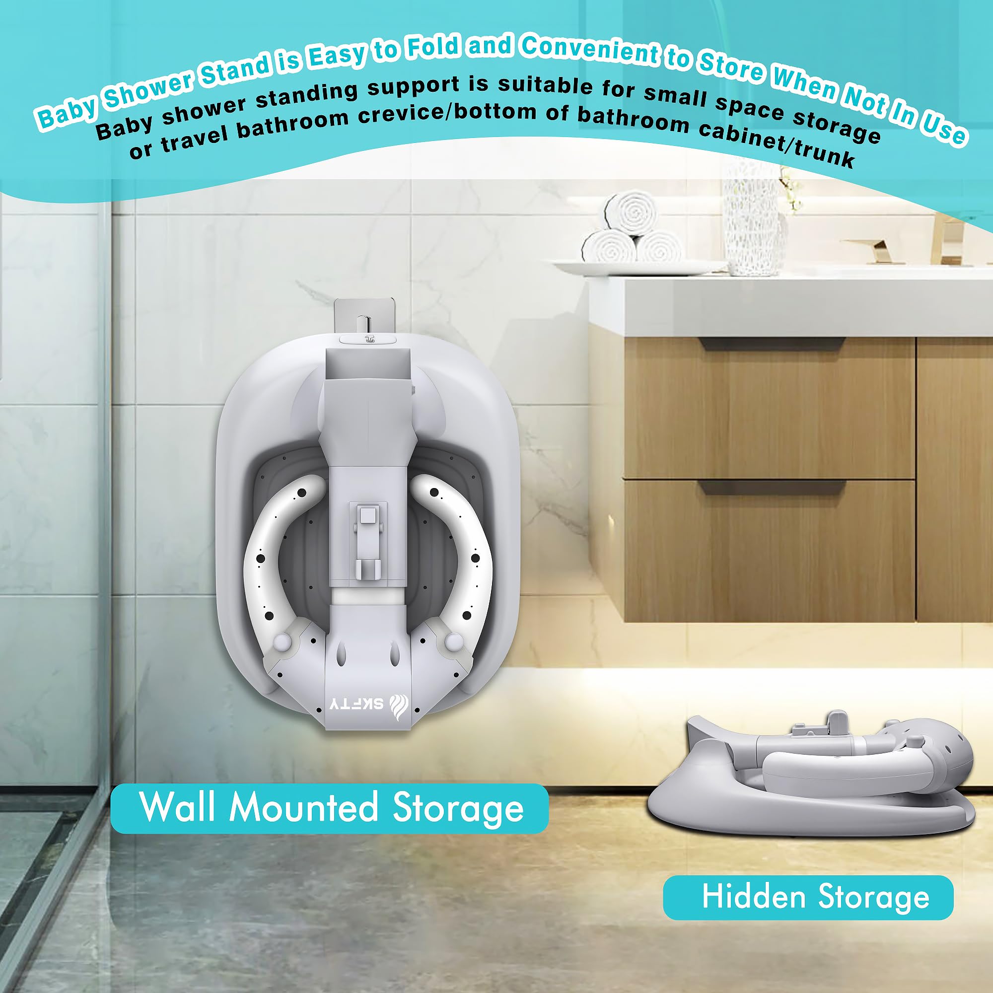 Shengkefty built-in shower holder keeps the head accessible hands-free
