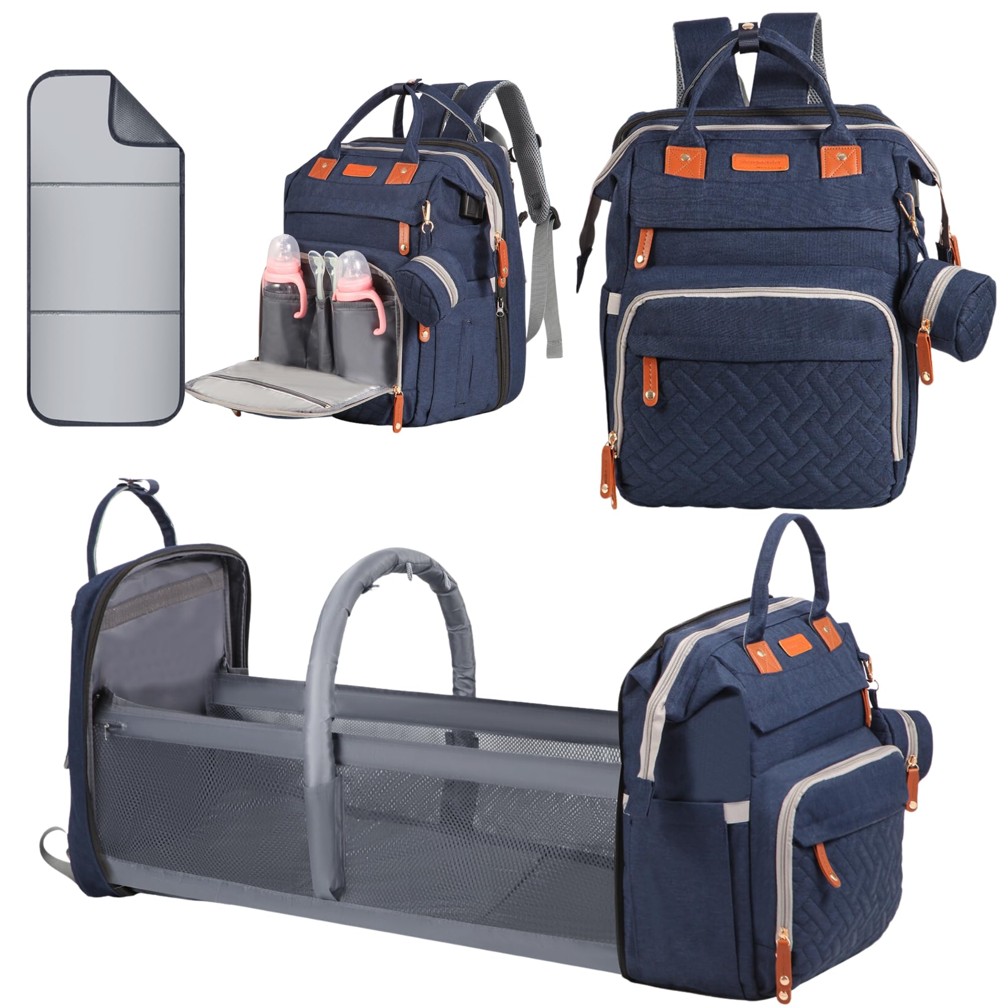 Shengmeister Baby Diaper Bag Backpack with Changing Station for on-the-go diaper changes.