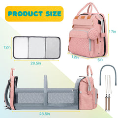 Shengmeister diaper bag pink insulated bottle pockets help maintain bottle temperature.
