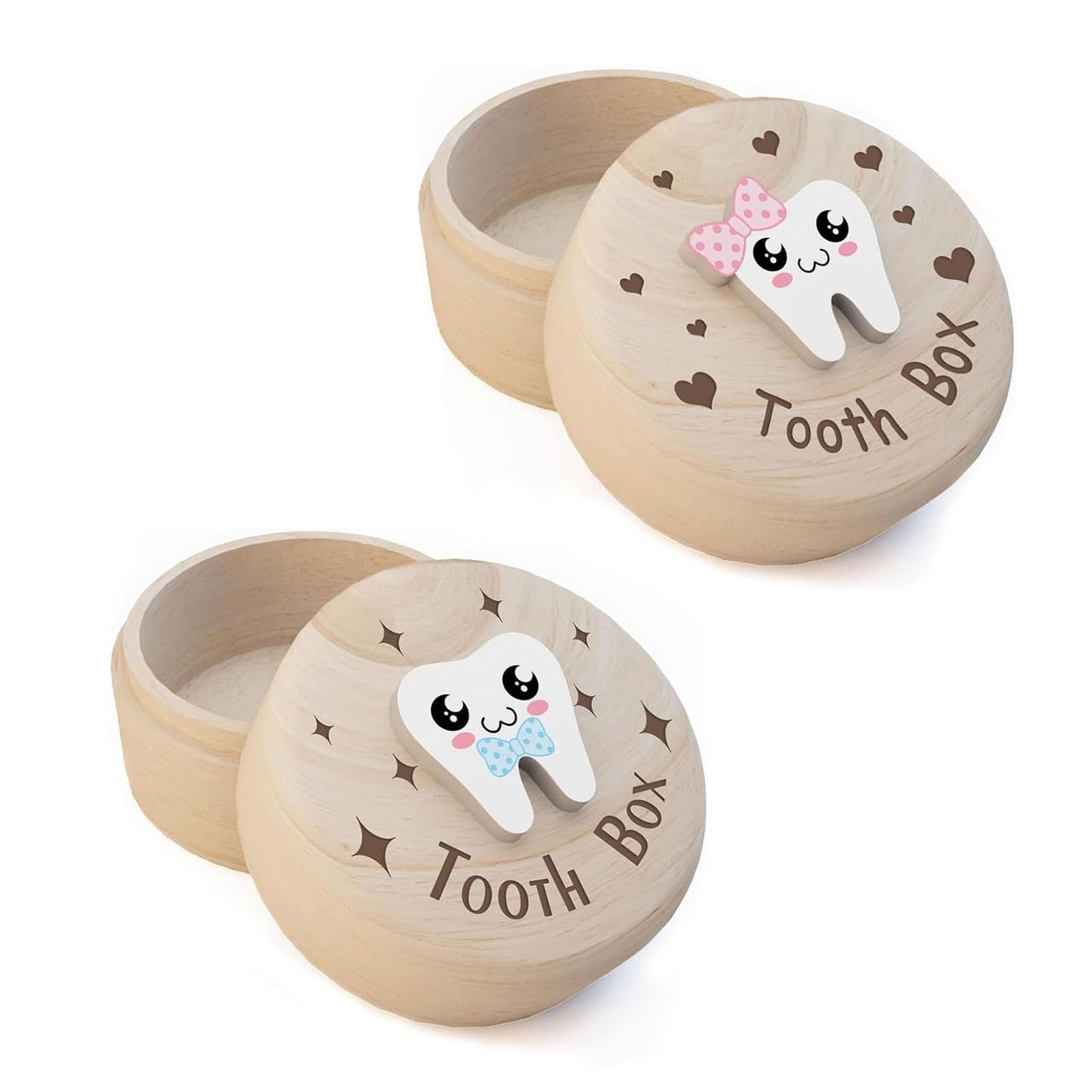 SHEPAILAI Tooth Fairy Box with a 3D tooth lid, a charming keepsake for kids.
