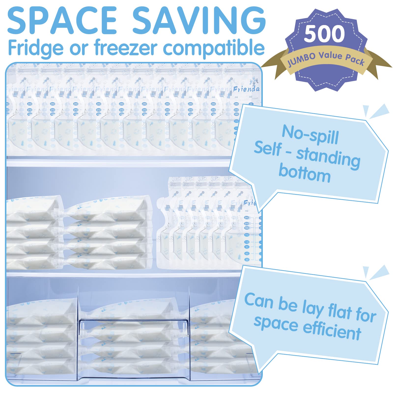 Sherr freezer-safe breastmilk bags suitable for long-term storage