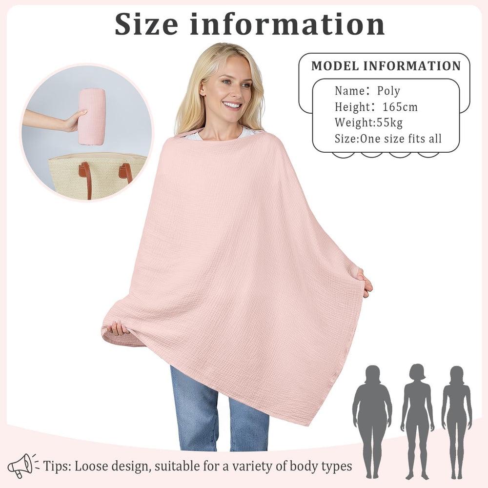 SheSeek Muslin cover works as a shawl or baby blanket in any setting.