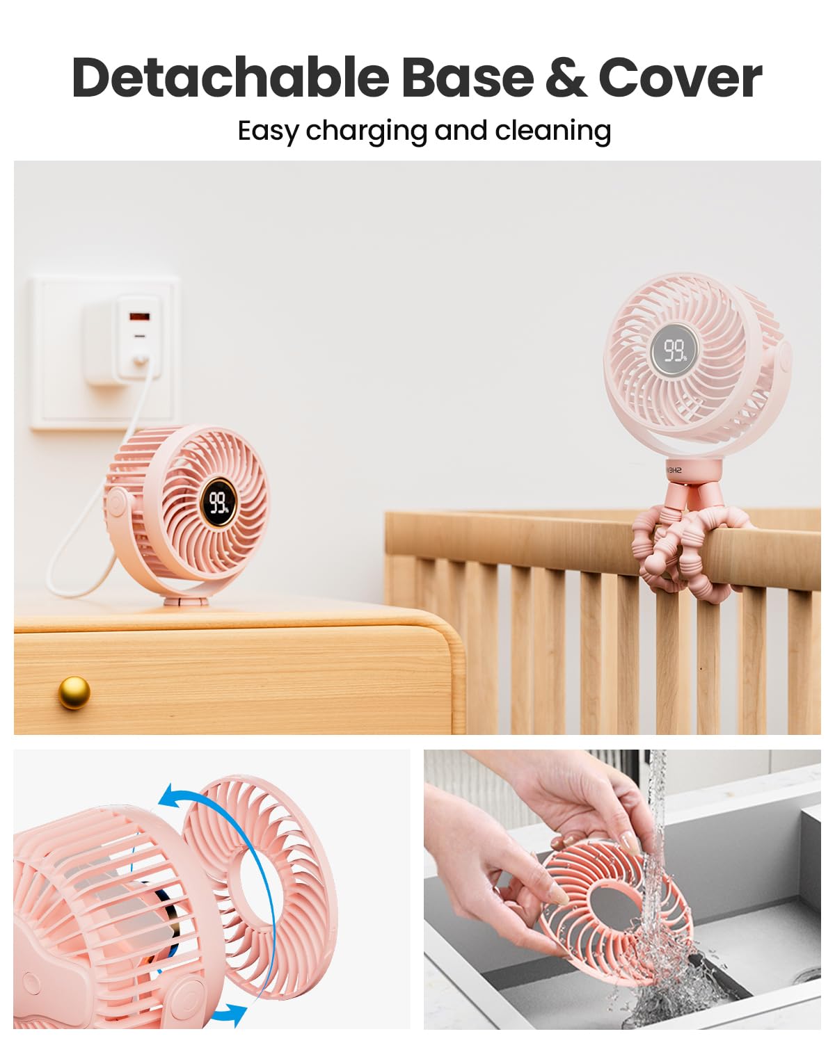 SHEWIND Stroller Fan operates quietly for peaceful naps